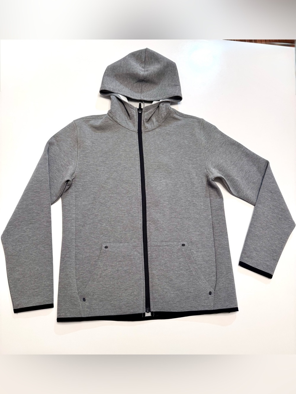 GAP Kids Boys’ GapFit Gray Zip-Up Tech Hoodie Jacket, size XXL (14-16)